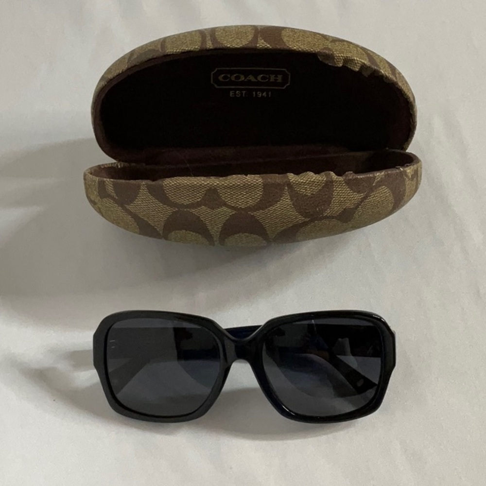 Coach Megan Black & Blue Sunglasses with Brown Case & Cloth